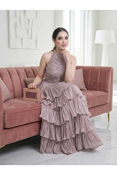 Sway "Tolin" Pleated Floral Dress with Open Back and Ruffles