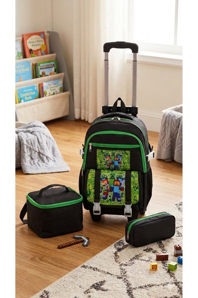 M.Blade 2-Stage Wheeled Backpack with Character Pattern for Boys, Set of 3, Elementary School Backpack, 40*28*17 cm