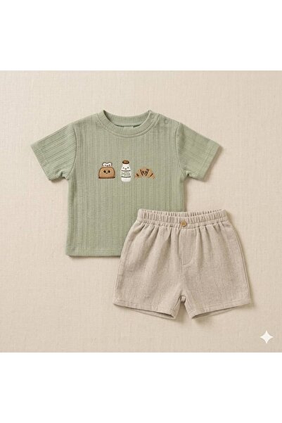 KapsülBebek Breakfast Themed 2-Piece Baby Set - 100% Cotton