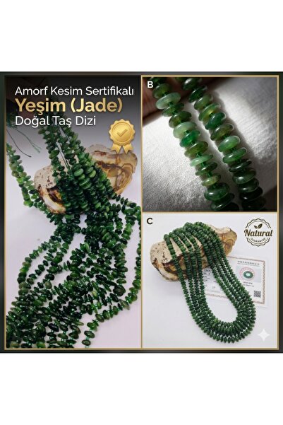 best bioenerji taş terapi Amorphous Cut Certified Jade Natural Stone String –...
