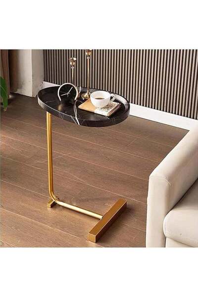 Arabest Modern Small Coffee Table,C Shaped End Table,Metal and Wood,Stainless...