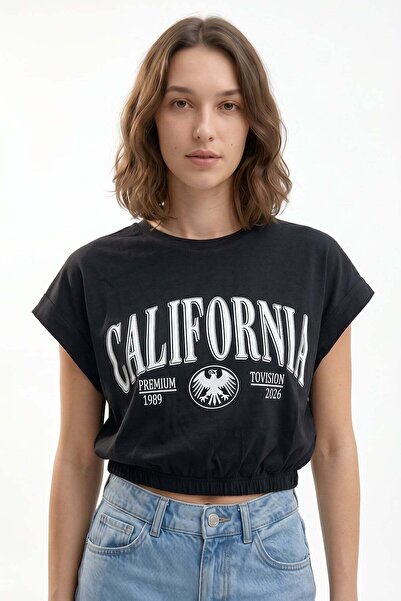 HAKKE Women's California Printed Crop T-Shirt