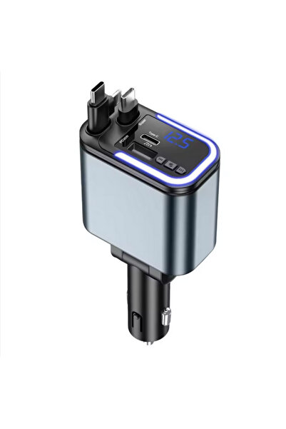 OEM Modulator FM Auto 5-in-1, Bluetooth, Cabluri Retractabile, Incarcare Rapi...