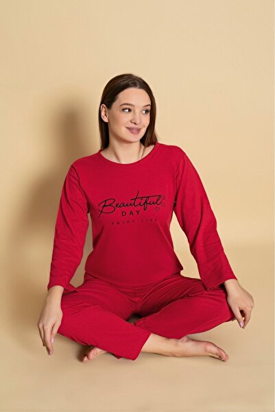 Ercan Women's long-sleeved pajamas and matching long pants, "Beautiful Day" p...