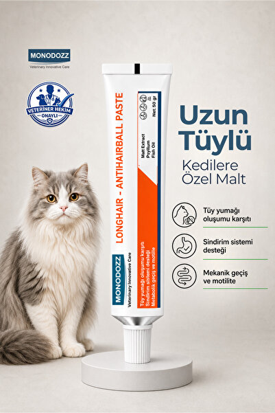 MONODOZZ LONGHAIR - ANTIHAIRBALL PASTE - Uzun Tüylü Kediler için Tüy yumağı ö...