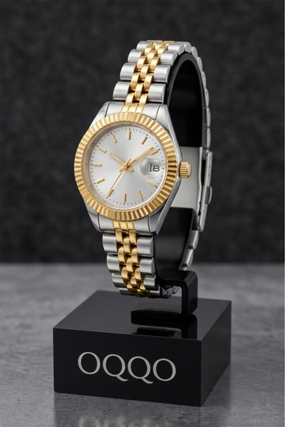 OQQO Aetos Gold Silver Cord Women Wrist Watch