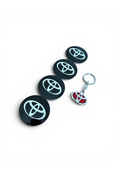 İKTUNING TOYOTA LOGO 4 ADET ALÜMİNYUM 56 MM JANT GÖBEK STIKCER VE METAL ANAHT...