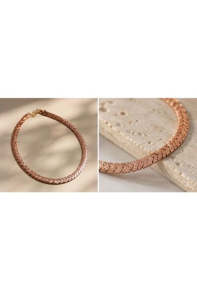 KARE ACCESORIES Natural Textured Antique Rose Color Stone Necklace