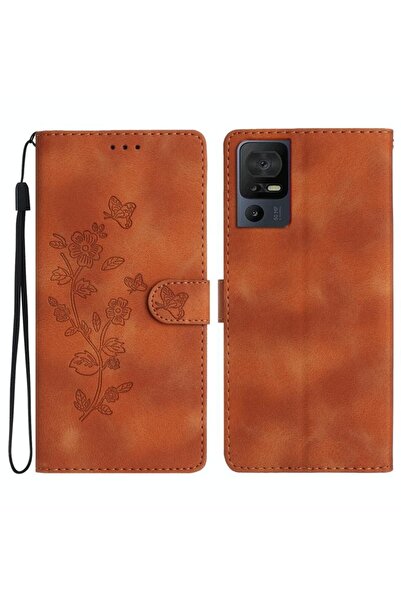 sscase Butterfly Flower Θήκη Πορτοφόλι Brown (TCL 40 SE)