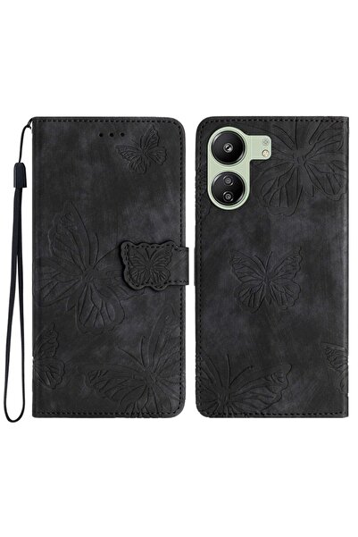 sscase Butterfly Imprinted Θήκη Πορτοφόλι Black (Xiaomi Redmi 13C/Poco C65)