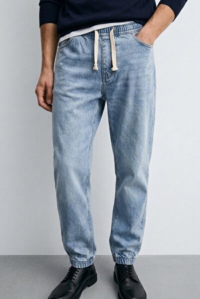 The Champ Clothing Pantaloni de blugi pentru bărbați, cu șireturi și picior e...