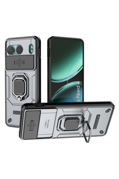 sscase Sliding Camshield Σκληρή Θήκη με Δαχτυλίδι Grey (OnePlus Nord 4 5G)