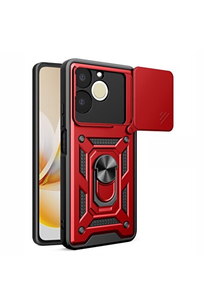 sscase Rotary Camera Lid Σκληρή Θήκη με Δαχτυλίδι Red (Realme Note 70T 4G)