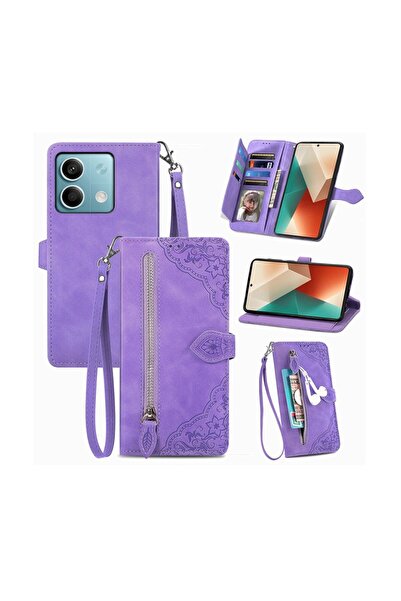 sscase Flower Zipper Θήκη Πορτοφόλι Purple (Xiaomi Redmi Note 13 4G)