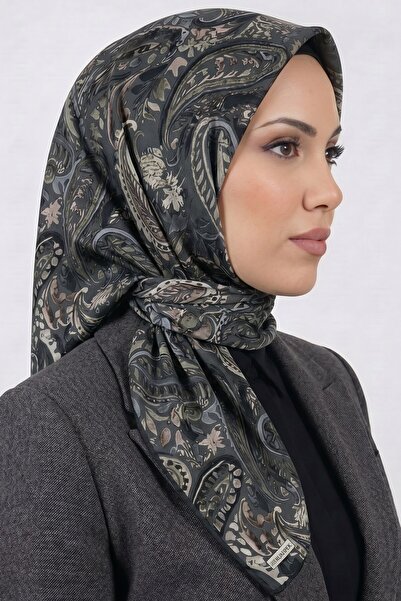 hadiora Women's Gray Blue Paisley Patterned Organic Soft Cotton Scarf