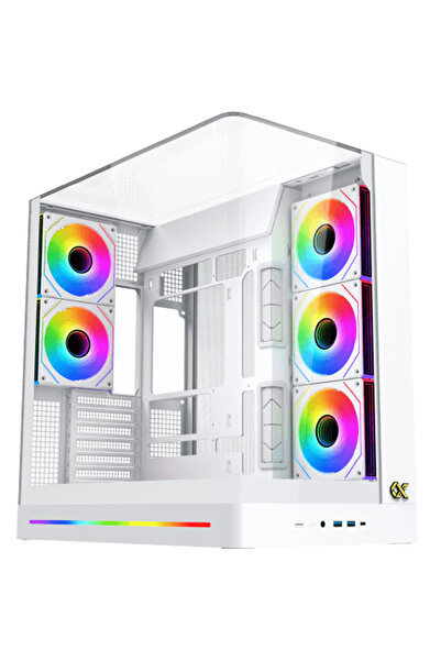 Xigmatek علبة كمبيوتر Pano II Arctic ATX متوسطة الحجم مع 8 مراوح ARGB مقاس 12...