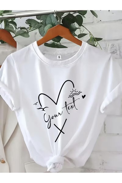 puolikuu Tricou unisex cu croială confortabilă, cu panglică și imprimeu dublu