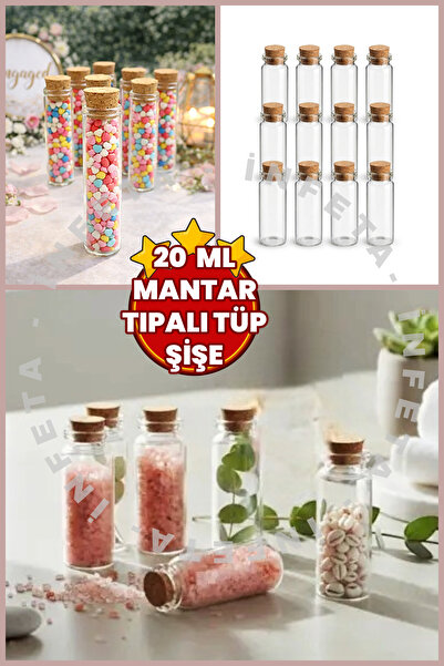 İnfeta 1 Adet 20 ml Mantar Tıpalı Tüp Şişe-Kına Nişan Düğün Bebek Parti Hediy...