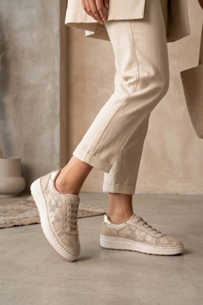Venüs 2609911Y Women's Genuine Leather Casual Shoes Beige