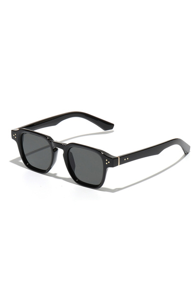 Tessero Premium Unisex Sunglasses, Square Black Frame with Triangular Gold Le...