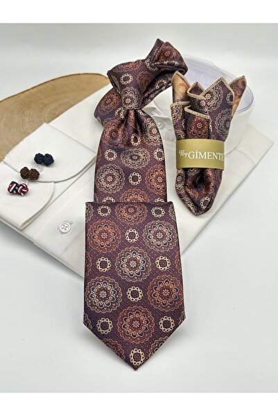 Gutiero Classic Tie with Plum Patterned Handkerchief