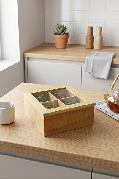AVANTAGE HOME Mina - Bamboo 4 Compartment Storage Box
