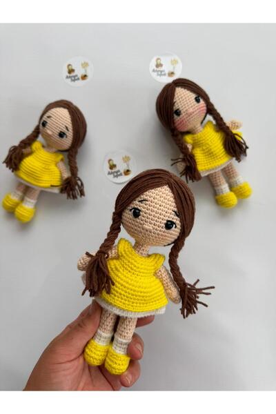 Adenya Amigurumi Örgü Fındık Bebek-18 cm-Sarı