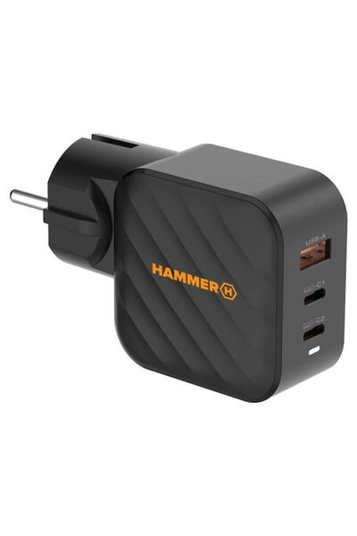 Hammer Φορτιστής χωρίς καλώδιο GaN με θύρα USB-A και 2 θύρες USB-C, 65W Power...