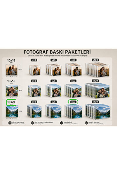 FOTO ANKA MEDYA 50 Adet 15x21 HD Fotoğraf Baskısı – Parlak Premium Baskı
