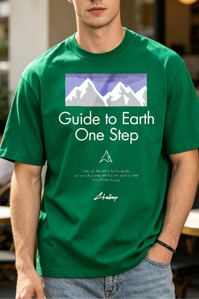 Fleck Casual Style Men's T-Shirts Guide To Earth One Step Mountain Design For...