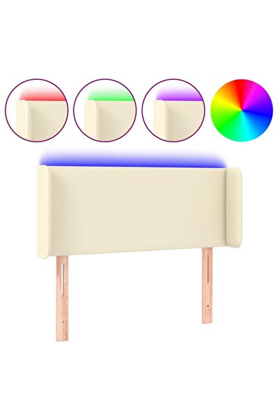 vidaxl Tăblie de pat cu LED, crem, 83x16x78/88 cm, piele ecologică