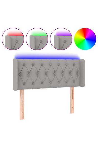 vidaxl LED headboard, light grey, 103x16x78/88 cm, textile