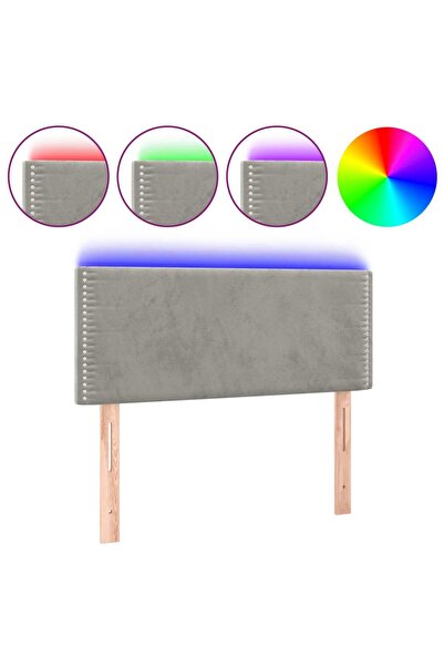 vidaxl LED headboard, light grey, 90x5x78/88 cm, Velvet