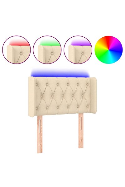 vidaxl LED headboard, cream, 83x16x78/88 cm, textile