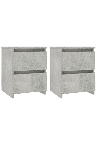 vidaxl Noptiere, 2 buc., gri beton, 30x30x40 cm, lemn prelucrat