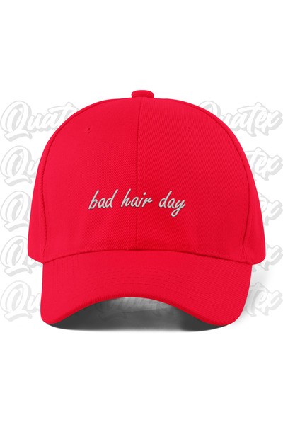 CapHub Bad Hair Day Embroidered Hat - Red Color 100% Cotton Gabardine Unisex ...