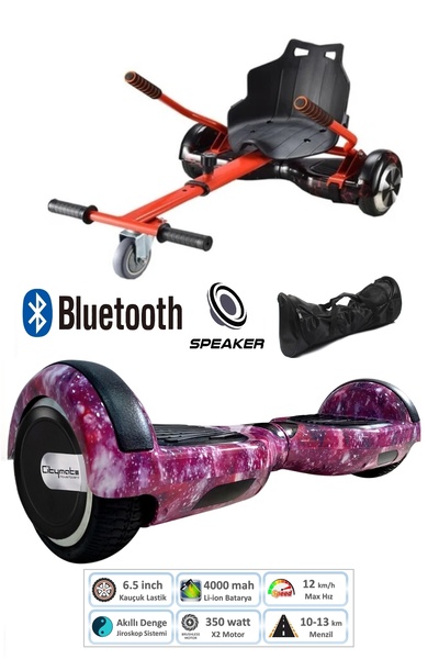 CityMate Elektrikli Kaykay Scooter Hoverboard Akıllı Dengeli + Hover Kart + Ç...