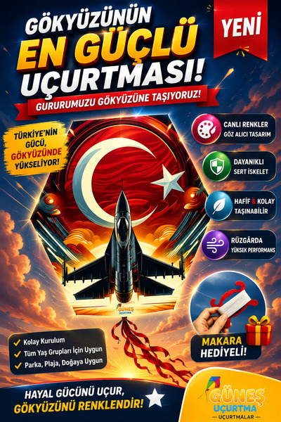 hak-iş oyuncak Ay Yıldız Uçak Desenli Çıtalı Uçurtma