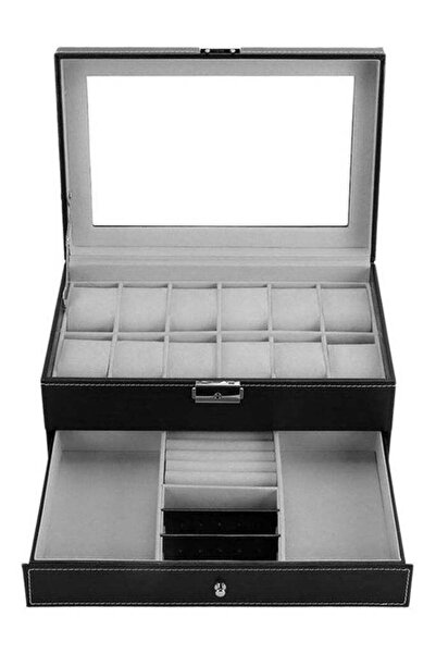 LESHP unisex 12-Grid Double Layer Watch Storage Box ZG1046401