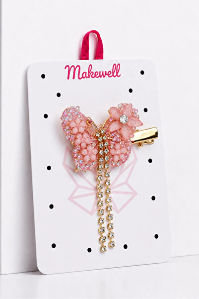 MakeWell Pink and White Butterfly Figured Stone Hair Clip – Stylish Pin Clip ...