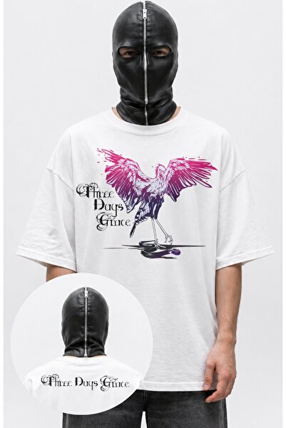 Fuddy Moda Unisex Oversize Μπλουζάκι με στάμπα Three Days Grace και θέμα ροκ ...