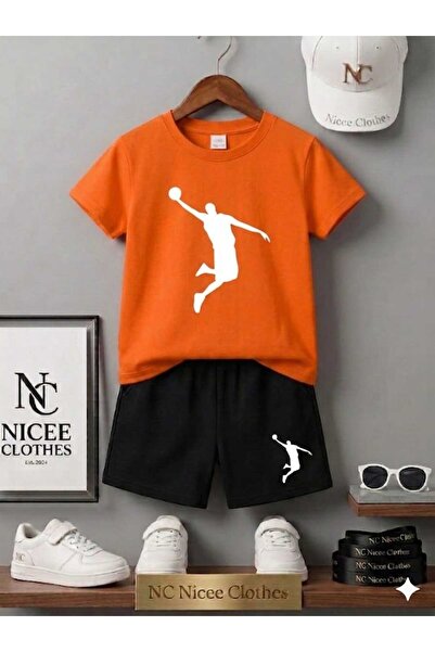 NC Nicee Clothes Summer Children's T-Shirt Shorts Unisex (White Smoke Print)