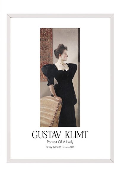 Postifull Gustav Klimt - Portret dame, slika u belom okviru, umetnička serija...
