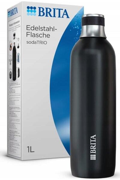 BRITA sodaTRIO Steel Bottle, 1 L, Black