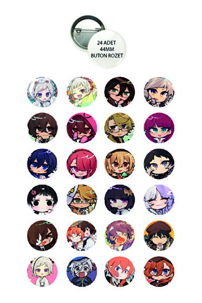 nihonwosekai Bungou Stray Dogs Anime Buton Rozet 44mm 24 ADET