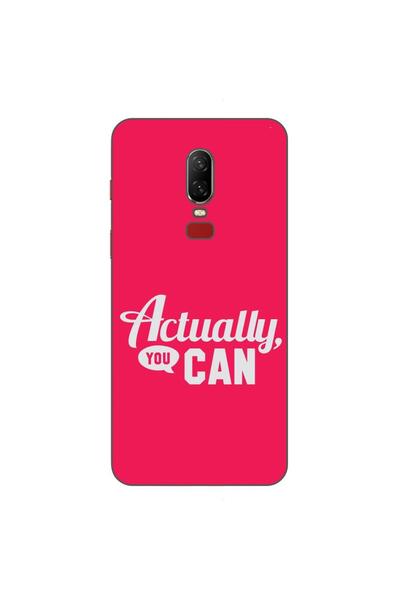 OEM Husa compatibila cu OnePlus 6 Silicon Gel Tpu Model Mesaj Actually You Can