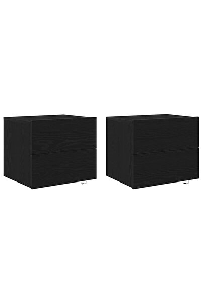 vidaxl Dulap de noapte cu sertar 2 pcs Stejar Negru 50 x 39 x 41 cm