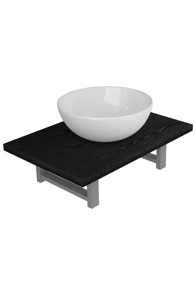 vidaxl Set mobilier de baie, 2 piese, negru, ceramică