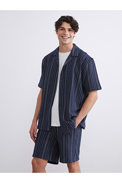 LC Waikiki Ανδρικό πουκάμισο NEVAVM με ριγέ γιακά Resort και άνετη εφαρμογή