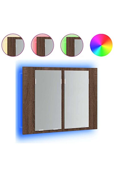 vidaxl Dulap cu oglindă & LED stejar maro 60x12x45 cm lemn compozit